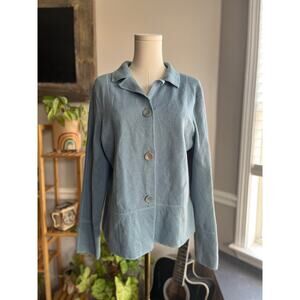 Vintage 90s Baby Blue Merino Wool Polo Cardigan Sweater Size Large